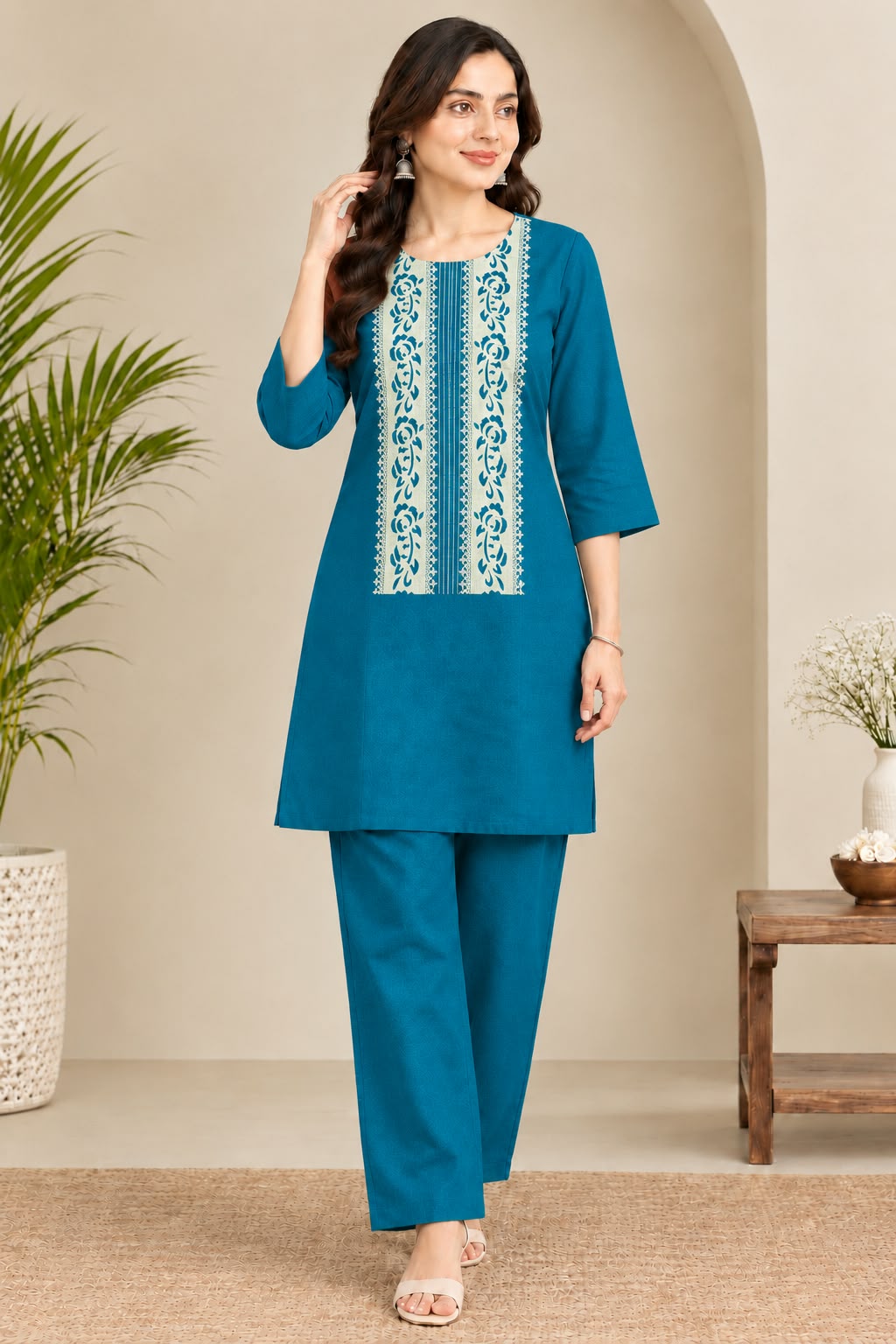 French Crape Co-ord Set Top and Plazzo