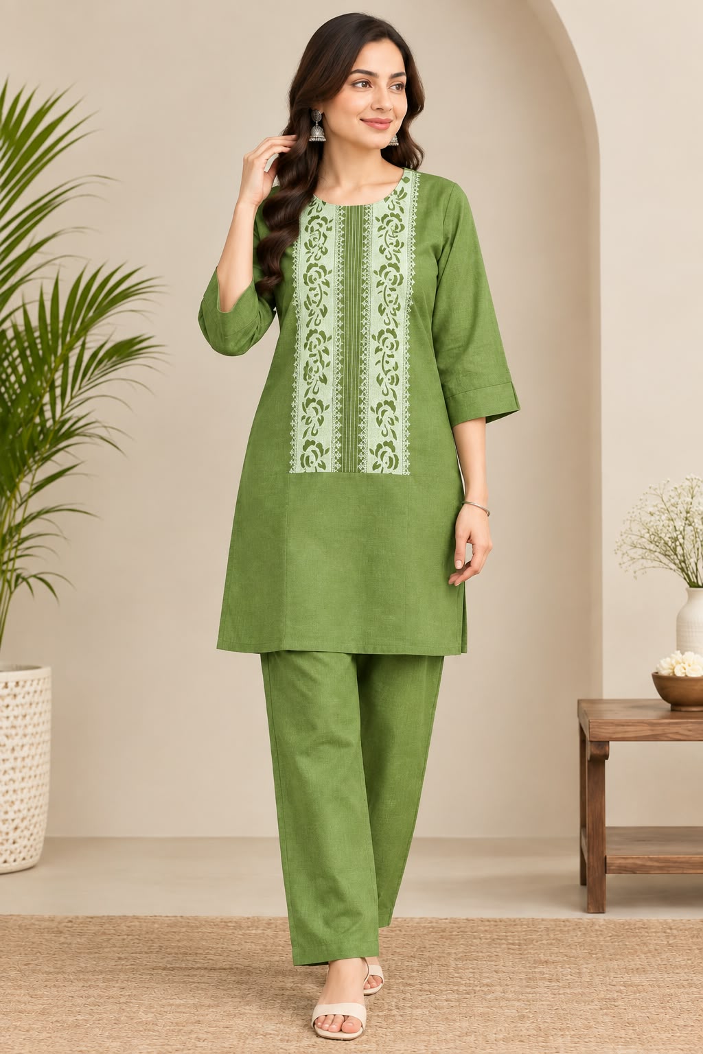 French Crape Co-ord Set Top and Plazzo