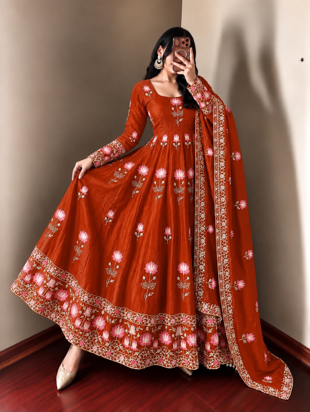 Elegant Embroidered Sequence Designer Anarkali 3 Piece Set