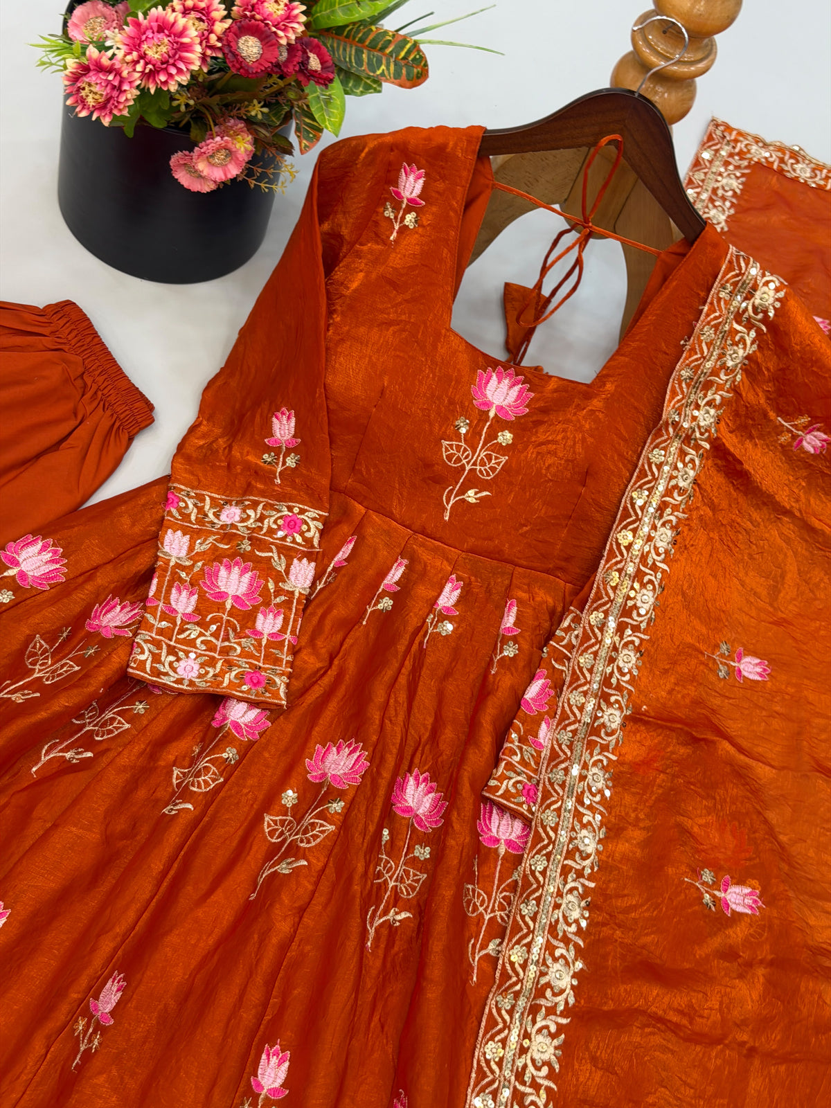 Elegant Embroidered Sequence Designer Anarkali 3 Piece Set