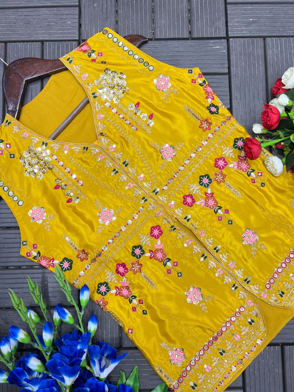 New Super Trending Embroidery Sequence work ready to wear jacket and Plazo *