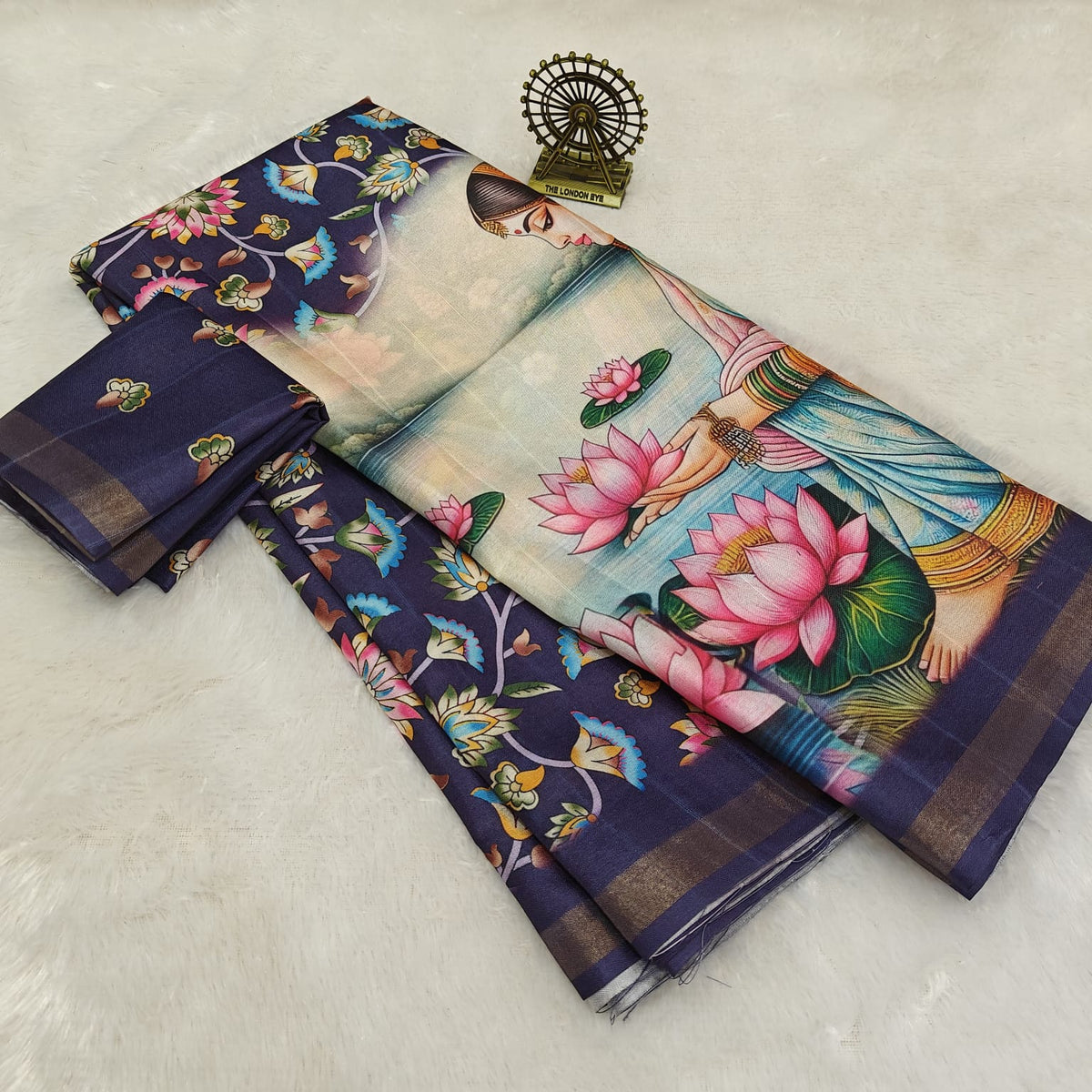 Pure Ajrakh Satin Viscous Silk Saree