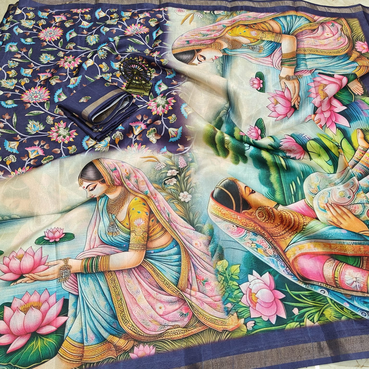 Pure Ajrakh Satin Viscous Silk Saree