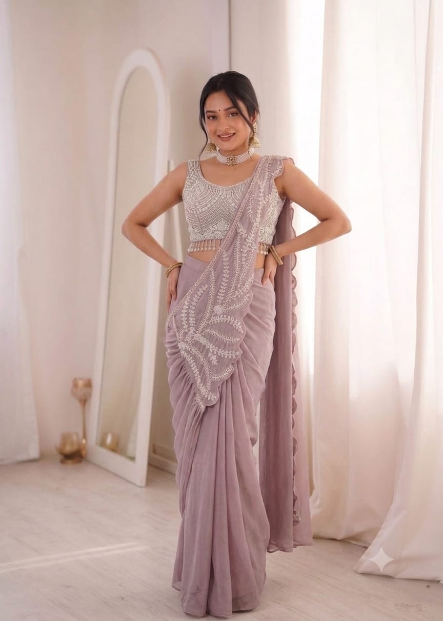 New Super Trending Embroidery Sequence Saree