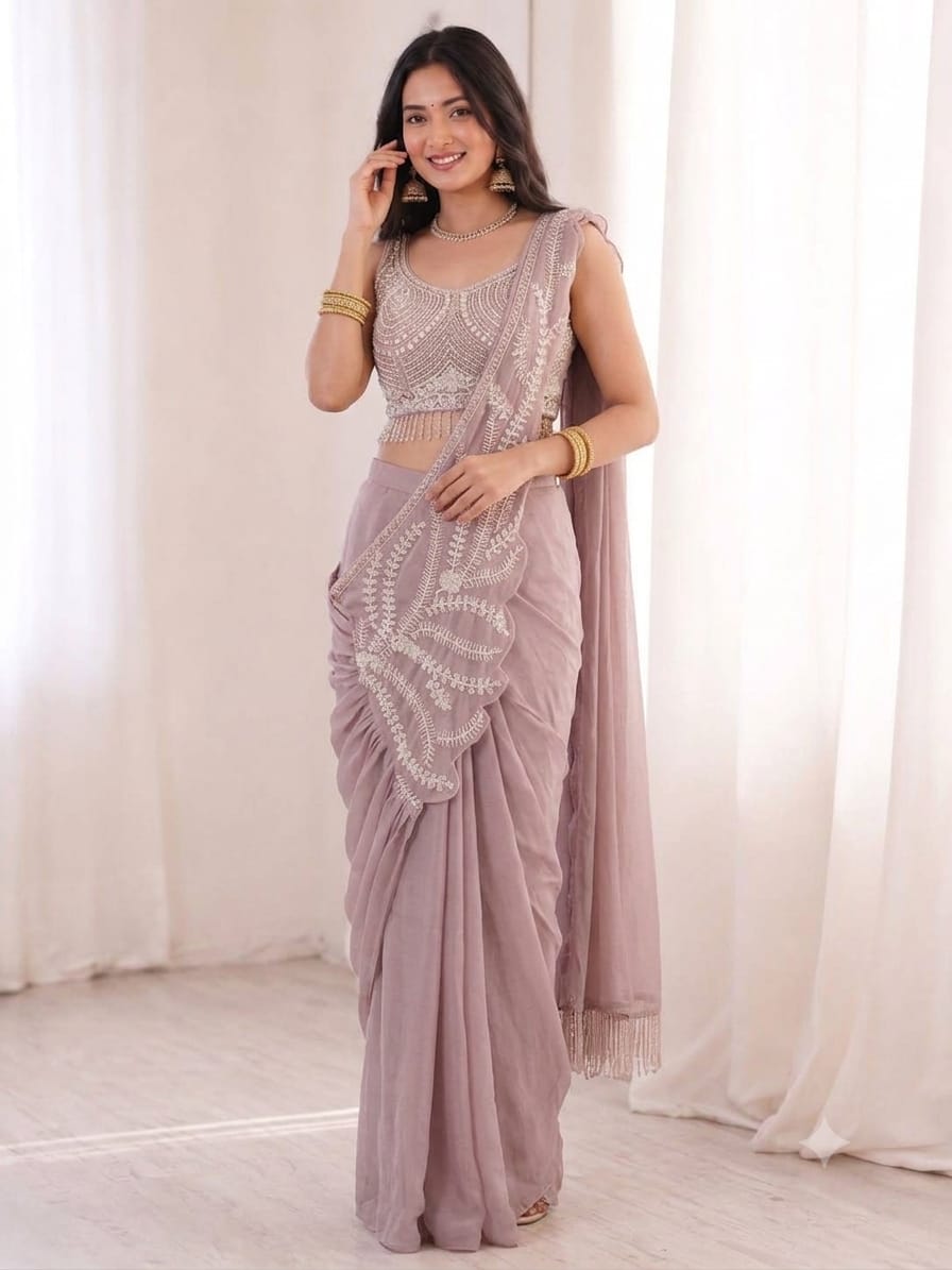 New Super Trending Embroidery Sequence Saree