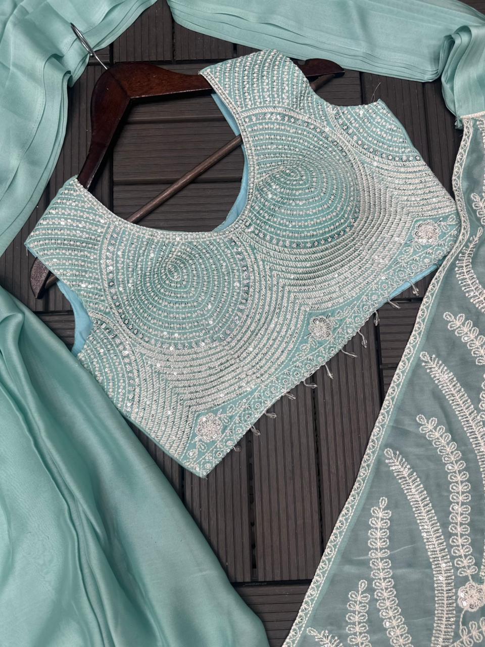 New Super Trending Embroidery Sequence Saree