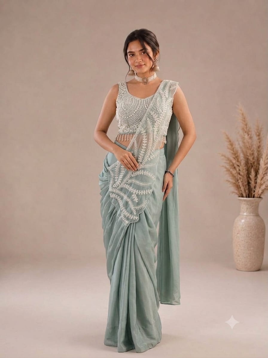 New Super Trending Embroidery Sequence Saree