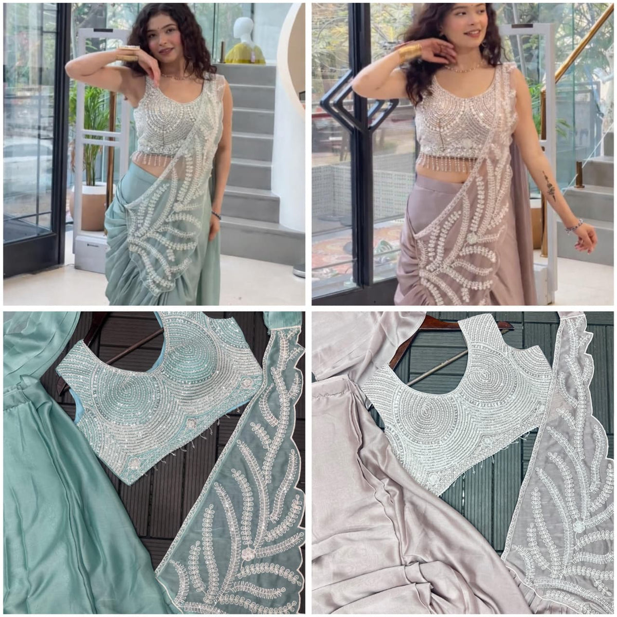 New Super Trending Embroidery Sequence Saree