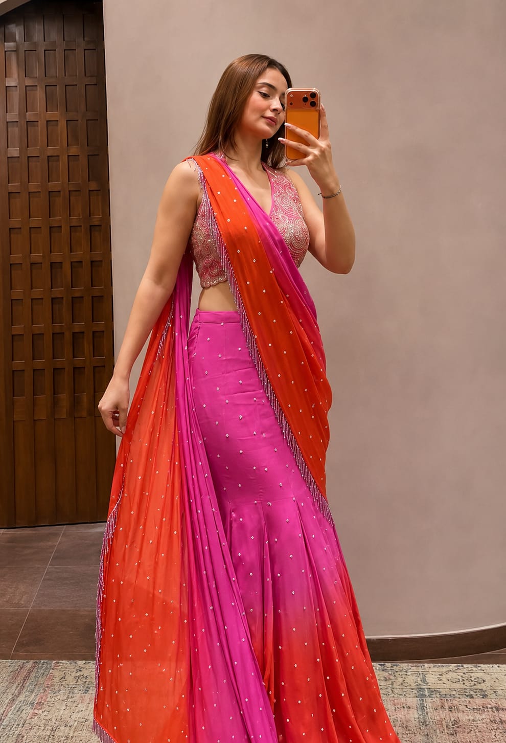 Lehenga Saree Premium Crape Silk with Padding Beautiful Digital Print Elegant Designer Look