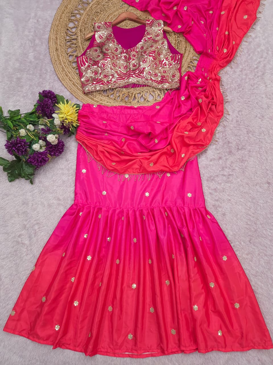 Lehenga Saree Premium Crape Silk with Padding Beautiful Digital Print Elegant Designer Look