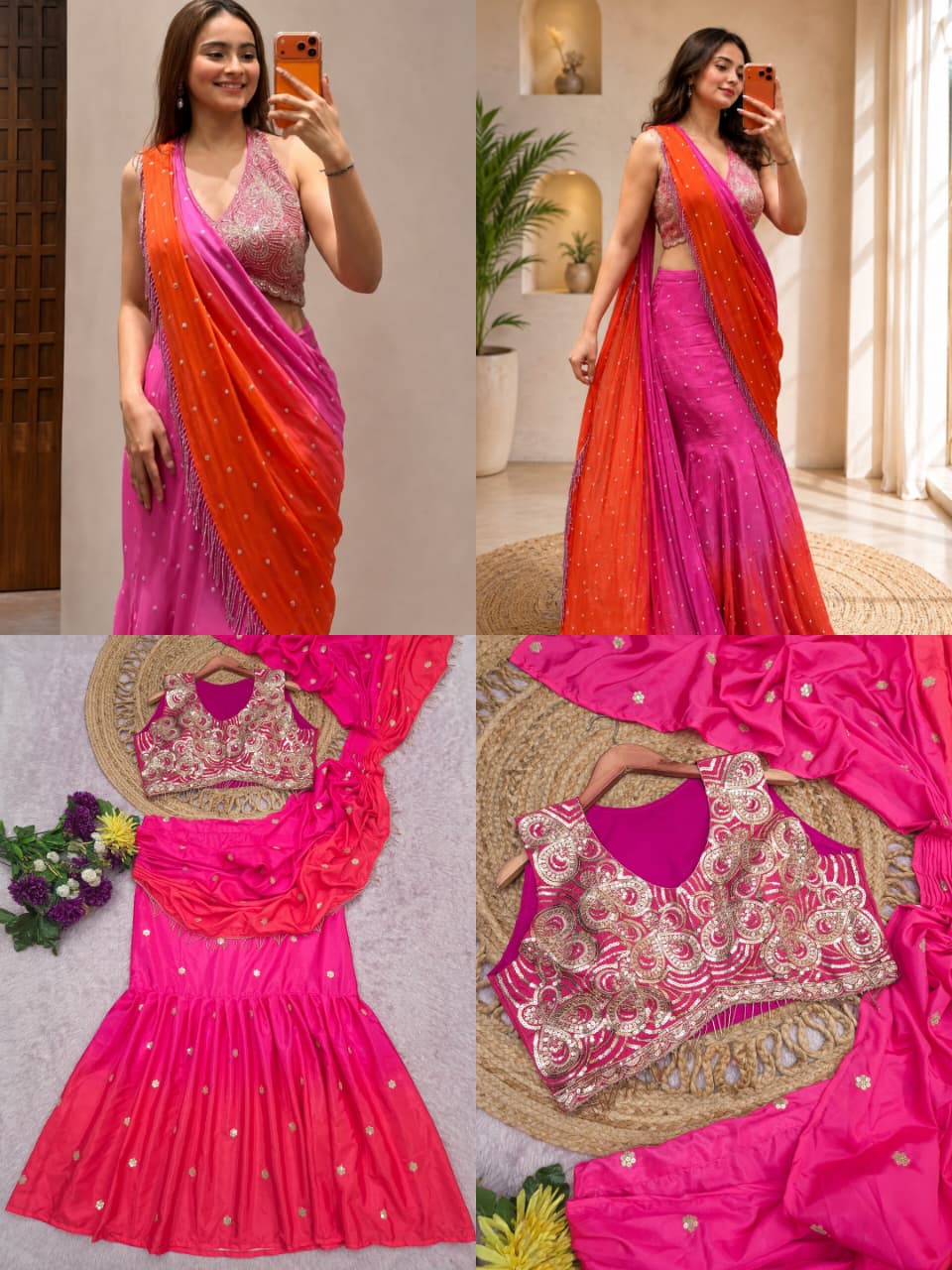 Lehenga Saree Premium Crape Silk with Padding Beautiful Digital Print Elegant Designer Look