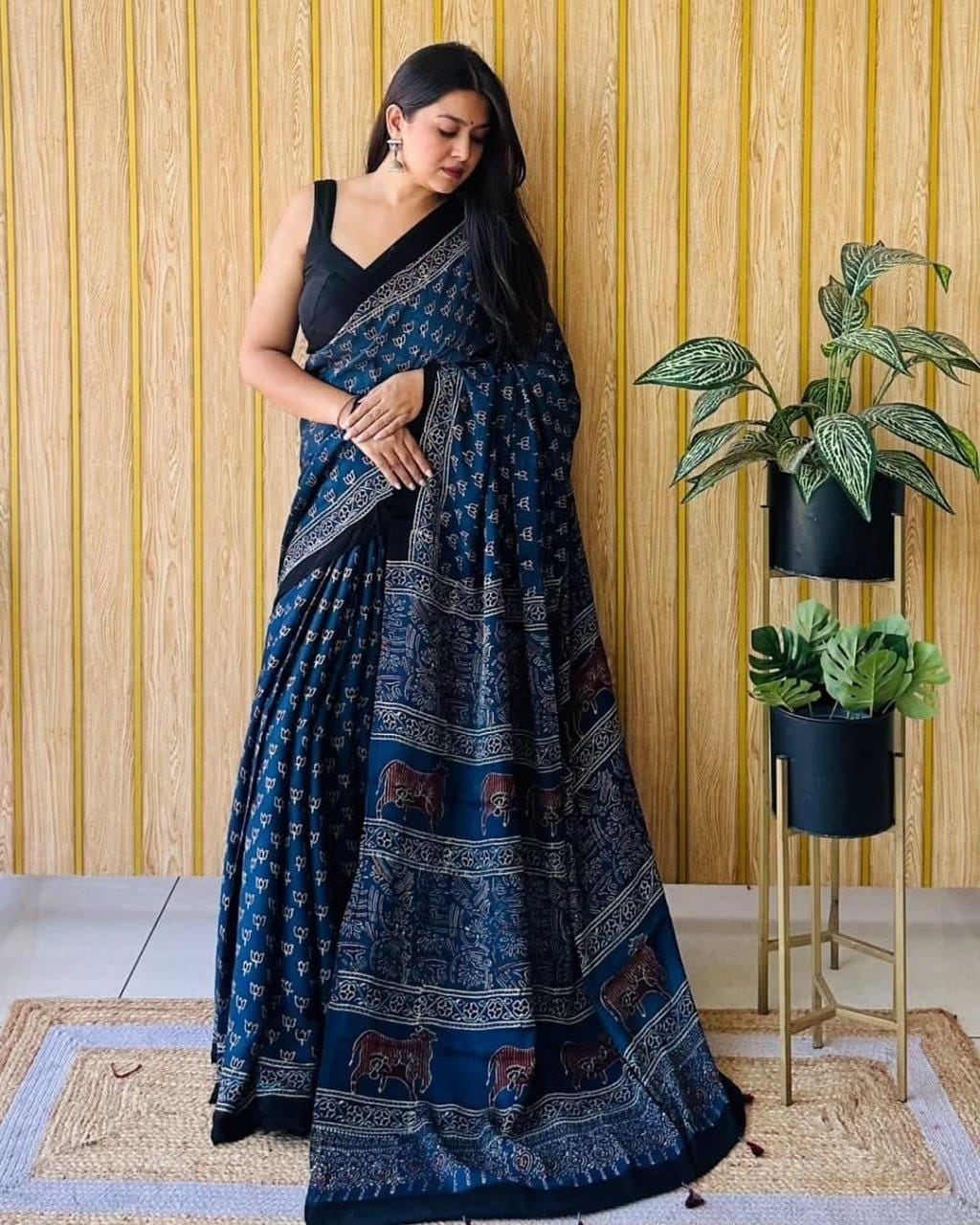 Model Silk digital print  (Without tassels-phumka)