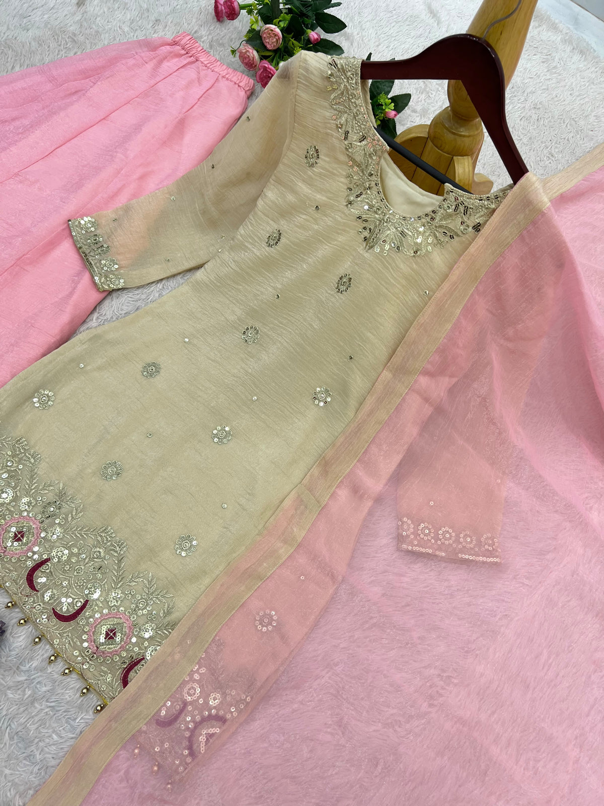 3 Piece Top, Plazzo and Dupatta